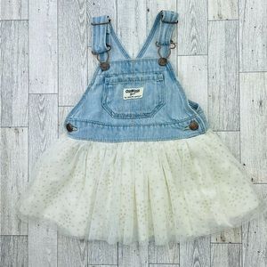 Osh Kosh bib overalls dress with Gold glitter polka dots size 18 months